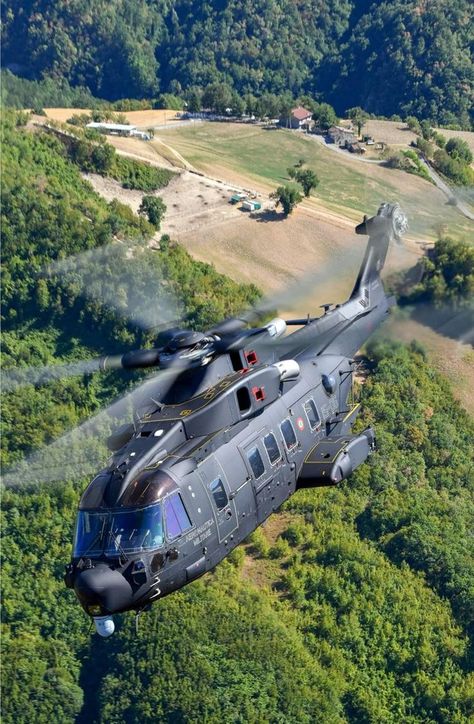 The AgustaWestland HH-101A Caesar is an Italian special operations helicopter. This medium-size helicopter evolved from the AW-101 military transport. The Caesar was customized to meet the Italian Air Force requirements. Country of origin: Italy and United Kingdom Entered service: 2015 Crew: 5-6 men Length: 22.9 m Italian Air Force, Military Aesthetic, Aviation Technology, Private Aircraft, Airplane Fighter, Military Special Forces, Army Truck, Military Helicopter, Special Operations