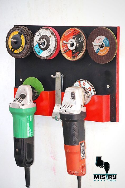 Angle Grinder Holder, Garage Organisation, Garage Workshop Organization, Power Tool Storage, Garage Tool Organization, Garage Organization Diy, Garage Tool Storage, Tool Storage Diy, Diy Garage Storage