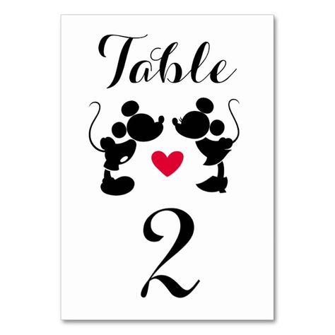 Minnie Mouse Wedding, Disney Wedding Centerpieces, 21st Wedding Anniversary, Table Number Card, Disney Wedding Theme, Wedding Table Number Cards, String Lights Wedding, Wedding Silhouette, Mickey And Minnie Mouse