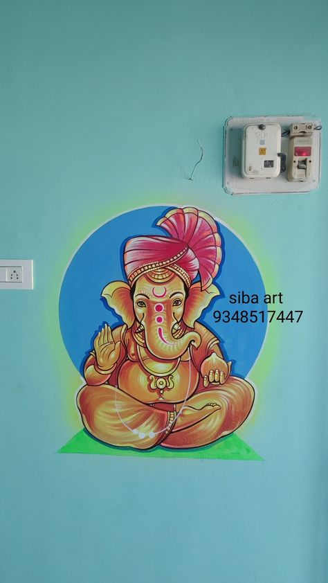 Ganesh Ji Wall Painting, Kulo Art, Marriage Painting, Wedding Art Painting, Marriage Wall Art, Marriage Art, God Pendant, Cloth Painting, Fashion Show Poster