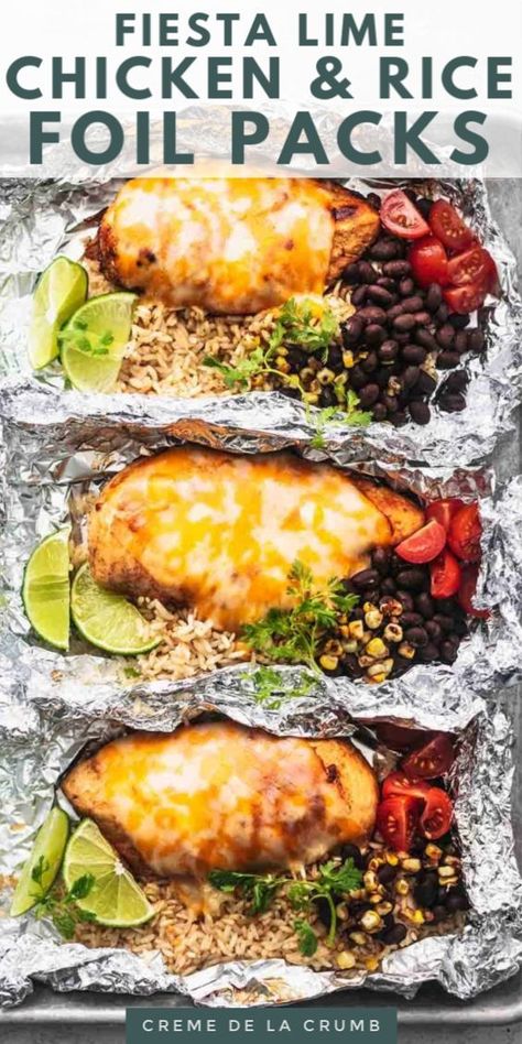 Lime Chicken And Rice, Fiesta Lime Chicken, Chicken Foil Packets, Foil Pack Dinners, Foil Packet Dinners, Foil Dinners, Foil Pack Meals, Foil Packs, Mexican Chicken Recipes