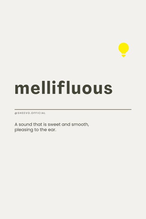 Get daily inspo on our IG @sheevo.official
*
🎶 Melodies of the Soul: Embracing the Mellifluous Symphony 🌟

In the tapestry of life, there exists a symphony that transcends words – the mellifluous enchantment that lingers in every sweet and smooth sound, like a gentle caress to our souls. 🎵💖 It's the tender rustle of leaves, the soft hum of a loved one's voice, and the harmonious chorus of nature that soothes our spirits and awakens our senses. 🍃🍂 Our Senses, Unusual Words, Word Definitions, Vintage Poster Art, Human Experience, Chorus, My Only Love, Pretty Words, The Soul