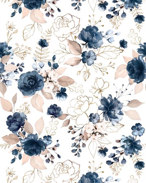 LISIMA botanical seamless pattern Floral Scrapbook Paper, Blue Flower Wallpaper, Instagram Background, Bloxburg Decal Codes, Floral Decal, Watercolor Floral Pattern, Bath Girls, Blue Accent, Metal Wall Art Decor