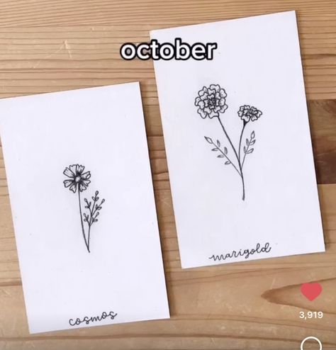 Birth Flower Tattoo In Triangle, Tiny Marigold Flower Tattoo, Marigold Cosmos Tattoo, Cosmo Flower Tattoo Simple, Small Cosmos Flower Tattoo, Marigold Cosmos Flower Tattoo, Cosmos And Marigold Tattoo, Marigold And Cosmos Tattoo, Simple Marigold Tattoo