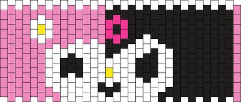 Kuromi My Melody Cuff Pony Bead Patterns | Characters Kandi Patterns for Kandi Cuffs Kuromi Kandi Cuff, Kuromi Kandi Bracelet, Kuromi Kandi Pattern, Kandi Cuff Patterns Easy, My Melody Kandi, Kuromi Kandi, Kandi Patterns Cuff, Kandi Mask Patterns, Festival Kandi