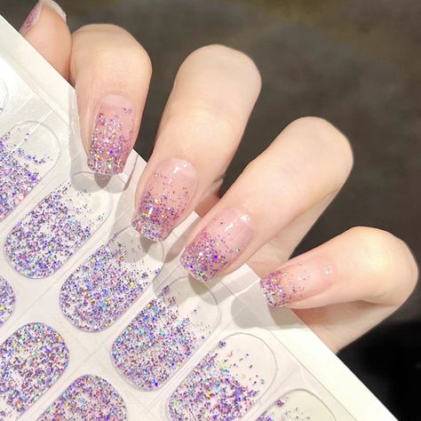 Nail Stickers Designs, Nails Inspiration Classy, Gel Nail Stickers, Nails Inspiration Summer, Gel Nail Strips, Nail Polish Stickers, Nail Art Gel, Manicure Diy, Glitter Nail