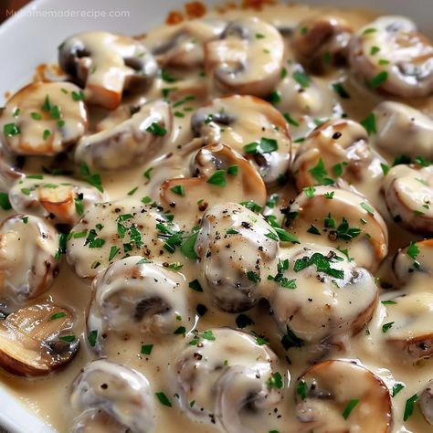 Creamy Garlic Parmesan Mushrooms Recipe - My Home Made Recipe Garlic Parmesan Mushrooms, Parmesan Mushrooms, Mushroom Side Dishes, Creamy Garlic Mushrooms, Stuffed Mushroom, Garlic Mushrooms, Tasty Kitchen, Creamy Garlic, Garlic Parmesan