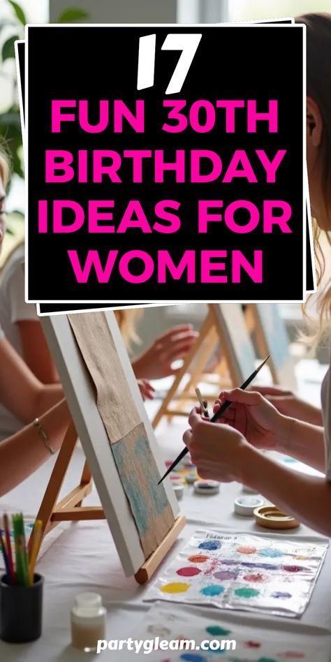 Planning a 30th birthday celebration should be exciting! Check out these 17 creative and fun party ideas just for the fabulous women turning 30. From artsy crafts parties to themed nights full of laughter, discover unique ways to celebrate this milestone birthday. Whether you're thinking of a spa day with your best friends or a glamorous cocktail party, there’s something here for everyone looking to make their 30th memorable. Celebrate in style and let the festivities begin! 30th Birthday Color Themes, Themed 30th Birthday Party Ideas, 30rh Birthday Ideas, 30 Birthday Ideas For Women Turning 30, Birthday Party Ideas For Women, 30th Birthday Party Women, Party Ideas For Women, 30th Birthday Party Ideas, 30th Birthday Ideas