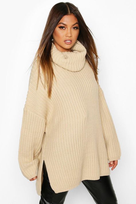 Womens Chunky Oversized Boyfriend sweater - beige - S/M Chunky Knit Jumper, Boyfriend Sweater, Pull Oversize, Latest Sweater, Animal Motifs, Womens Sweaters, Oversized Jumper, Sequin Sweater, Sweater Collection