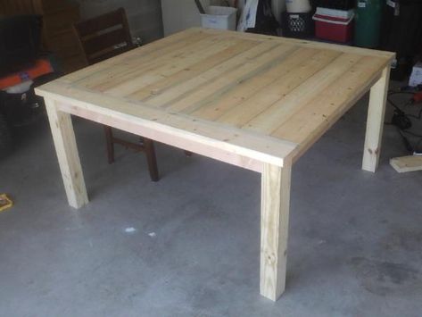 Diy Farmhouse Dining Table, Square Wood Table, Square Dining Room, Square Dining Room Table, Wood Patio Table, Square Farmhouse Table, Square Kitchen Tables, Diy Patio Table, Farmhouse Table Plans