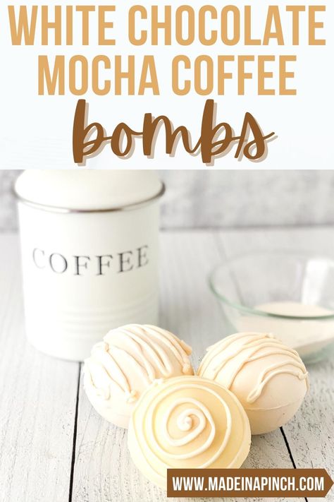 Coffee Bombshell Recipe, Coffee Bomb Recipe, White Mocha Coffee, White Chocolate Mocha Coffee, Coffee Bomb, Chocolate Mocha Coffee, French Vanilla Coffee, Diy Hot Chocolate, Hot Chocolate Cocoa