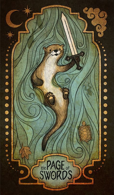 Page of Swords - Animal Tarot on Behance Carte Harry Potter, Page Of Swords, Kartu Tarot, Animal Tarot, Swords Tarot, Tarot Cards Art, 카드 디자인, Art Carte, Tarot Art