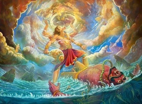 Varah Avatar, Lord Vishnu Wallpapers, Hinduism Art, Vedic Art, Cute Tumblr Pictures, Hindu Mythology, Krishna Radha Painting, Mythology Art, Krishna Painting