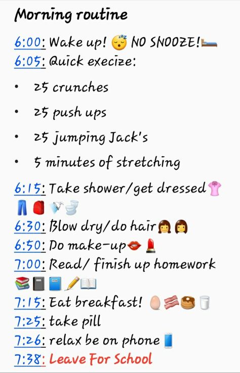 Morning Routine For 8am, 8am Morning Routine, Morning Routine List, Routine List, School Night Routine, Night Routines, School Routine For Teens, Morning Routine School, School Morning