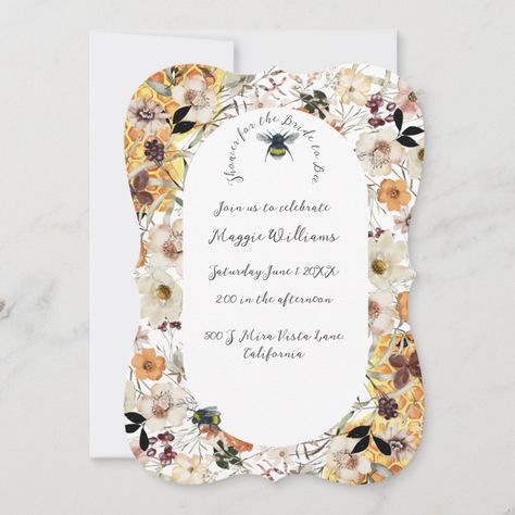 Watercolor Honeybee and Wildflowers Bride to Bee Watercolor Honeybee, Honey Bee Wedding, Bride To Bee, Wedding Shower Invitation, Bee Wedding, Bridal Shower Planning, Elegant Bridal Shower, Wedding Shower Invitations, Personalized Decor