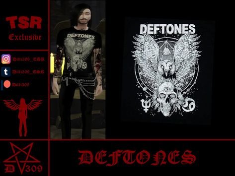 The Sims Resource - Deftones Shirt Male Deftones Shirt, Hogwarts Quidditch, Sims Community, Cable Sweater, Cc Finds, Sims 4 Cc, Sims 4 Custom Content, The Sims Resource, Sims Resource