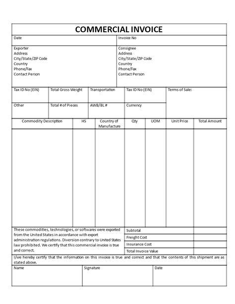 Commercial Invoice - Download this Commercial Invoice example and after downloading you will be able to change and customize every detail and appearance and finish it in minutes. Microsoft Word Invoice Template, Invoice Format In Excel, Packing List Template, Invoice Sample, Invoice Example, Invoice Format, Invoice Template Word, Printable Invoice, Create Invoice