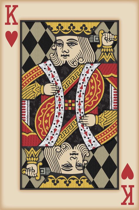 #Playing Card Wall Art #Playing Card Print King Of Hearts Card, Blank Playing Cards, Playing Card Art, Playing Card Print, King Card, Hearts Playing Cards, Playing Cards Art, Man Cave Art, Playing Cards Design