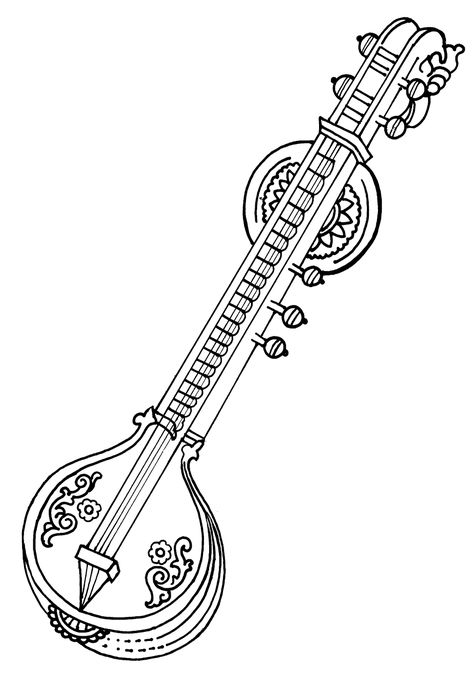 Tamil Cliparts: Printing Line art - 6( Wedding and invitations ) Tamil Decorations, Tamil Drawing Ideas, Dholak Drawing, Instruments Drawing, Musical Instruments Art, Tanjore Painting Outline Sketches, Veena Instrument Drawing, Rondalla Instruments Drawing, Sitar Instrument Drawing