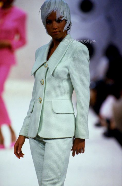 TOMASZ STARZEWSKI, SPRING/SUMMER 1996 Tomasz Starzewski, Veronica Webb, Men's Blazer, Peplum Dress, Fashion Show, Suit Jacket, Ready To Wear, Spring Summer, Blazer