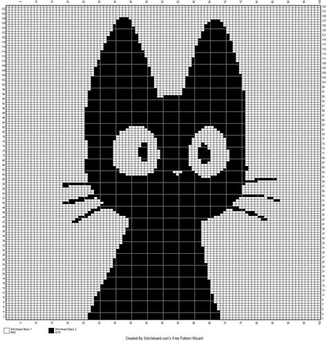 Crochet Cat pattern Black Cat Tapestry Crochet, Tapestry Crochet Cats, Cat Grid Crochet, Crochet Cat Graph, Cat Pixel Grid Crochet, Cat Grid Pattern, Crochet Cat Tapestry, Cat Crochet Tapestry, Pixel Crochet Pattern Free