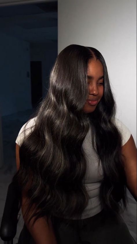 30 Inch Sew In, Standing On Business Mood, Black Sew In Hairstyles, Lace Closure Sew In, Sew In With Leave Out, 30 Inch Bussdown Middle Part, Quickweave Hairstyles With Leave Out, Traditional Sew In, Side Part Sew In