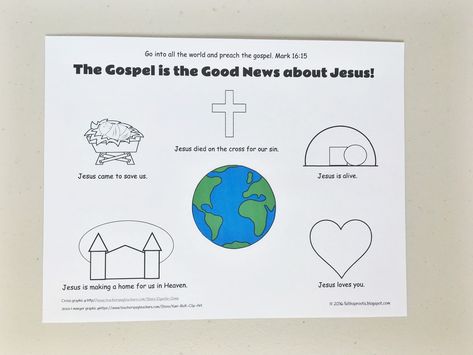 faith sprouts: The Gospel is Good News Jesus Died For You, Jesus Ascension, Sunday Prayer, Good N, Wordless Book, The Life Of Jesus, Jesus Is Alive, Bible Story Crafts, Bible School Crafts