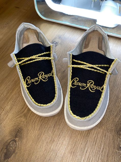 Crown Royal Hey Dudes - Etsy Hey Dude Shoes Men, Farm Shoes, Custom Hey Dudes, Country Western Outfits, Crown Royal Bags, Purple Crown, Country Shoes, Western Tattoos, Custom Crown