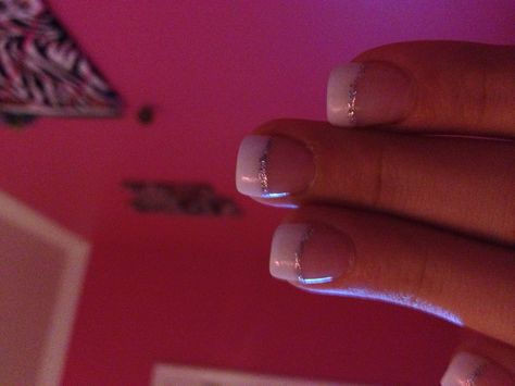 French tip with silver line Silver Line Nails, French Tip With Silver Line, French Tip With Silver, Homecoming Nail Ideas, Nails Manicure And Pedicure, Nail Ideas French Tip, Nail Ideas French, Line Nails, Lines On Nails