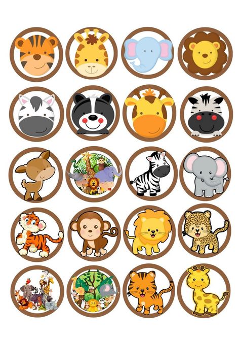 Safari Cupcake Toppers Printable, Safari Animals Printables, Safari Animal Cupcakes, Safari Cupcake Topper, Zoo Decorations, Cupcakes Safari, Safari Centerpieces, Topper Safari, Safari Cupcakes