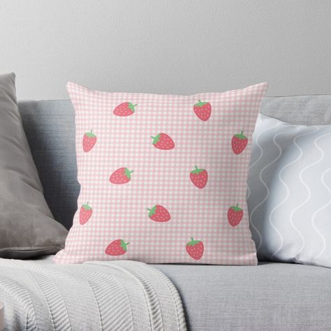 Strawberry Furniture, Pink Gingham Background, Gingham Background, Pastel Danish, Kawaii Room Ideas, Danish Pastel Room, Danish Pastel Aesthetic, Fairy Room, Kawaii Home