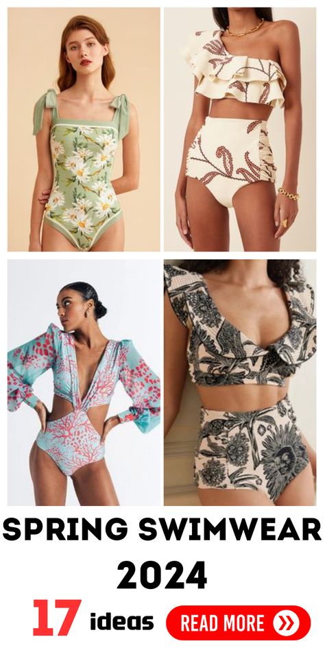 Spring 2024 Swimwear Trends: Light & Bold Break Styles Spring Break Swimwear, Spring Swimwear, Jungle Prints, Swimwear 2024, Safari Chic, Athletic Swimwear, Poolside Fashion, Swimsuit Trends, Swimwear Trends