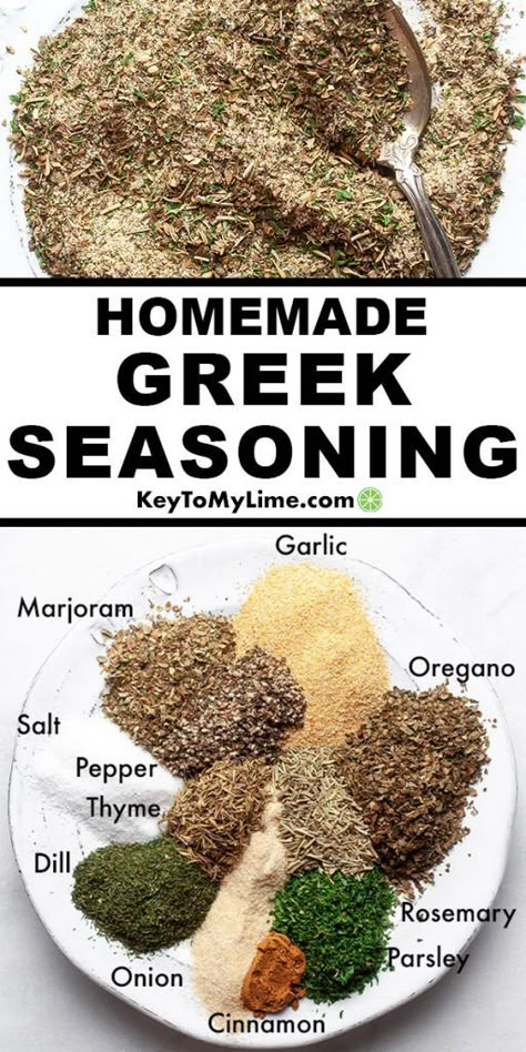 Greek seasoning, Greek seasoning recipe, Greek seasoning blend, Greek seasoning recipe spice mixes, Greek seasoning recipe chicken, Greek seasoning for chicken, Greek seasoning recipe homemade, Greek seasoning recipe easy, how to make Greek seasoning, mediterranean seasoning, mediterranean seasoning for chicken, mediterranean seasoning DIY | #GreekSeasoning #GreekSpice #SpiceBlends #SpiceMixes #HomemadeSpices #DIYSpiceBlend #Spices #Seasoning #EdibleGift #GreekRecipes KeyToMyLime.com Chicken Mediterranean, Chicken Greek, Mediterranean Seasoning, Homemade Dry Mixes, Halloween Food Appetizers, Homemade Spice Mix, Spice Blends Recipes, Seasoning Blends, Mediterranean Spices