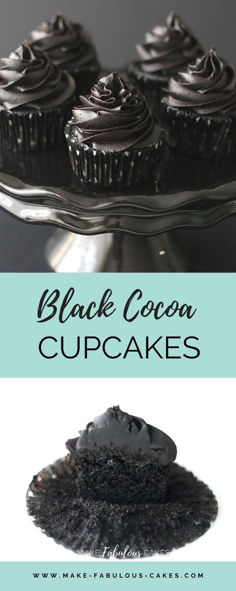 Marathon Snacks, Cocoa Cupcakes, Black Velvet Cakes, Cupcakes Christmas, Cocoa Powder Recipes, Black Dessert, Black Cupcakes, Dark Chocolate Cupcakes, Black Cocoa