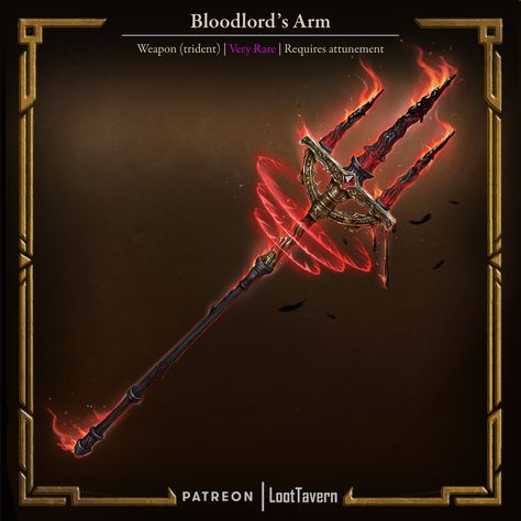 Fantasy magic trident, allows for necrotic damage on foes you have marked! Elden Ring inspired sanguine weapon Elden Ring Magic, Dnd Trident, Dnd Trident Art, Dnd Magic, Dnd 5e Magic Trident, Magic Items Fantasy Art, Elden Ring Magic Staff, Dnd Magic Hammer, Magic Trident