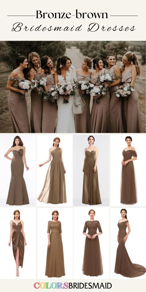 Bronze Bridesmaid Dresses, Brown Bridesmaid Dresses, Beige Wedding, Brown Wedding, Bride Flowers, Future Wedding Plans, Bridesmaid Dress Colors, Bridal Party Dresses, Bridesmaid Dresses Online