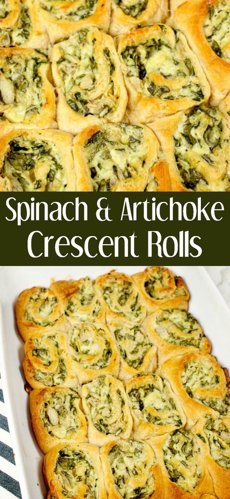 Spinach Artichoke Crescent Roll Appetizers, Spinach Dip Rolls, Artichoke Crescent Roll Appetizer, Spinach Dip Crescent Wreath, Spinach Artichoke Croissant, Cheesy Spinach Crescent Rolls, Spinach Artichoke Bites Crescent Rolls, Spinach Artichoke Crescent Ring, Crossaint Appetizer