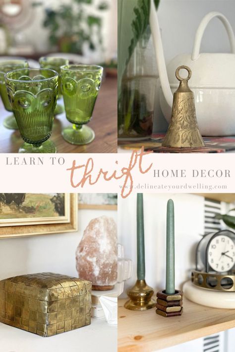 Thrift Store Staging, Thrift And Style Home Decor, Thrift Store Gifts Upcycling, Thrift Kitchen Decor, Vintage Thrifted Home Decor, Modern Thrift Decor, Thrifted Office Decor, Thrifted Home Decor Aesthetic, Decorating With Thrift Store Finds