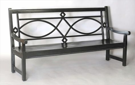 Metal Benches For Outside, Metal Outdoor Bench, Garden Chairs Metal, Iron Furniture Design, Steel Furniture Design, Iron Patio Furniture, Black Bench, Welded Furniture, Metal Outdoor Furniture