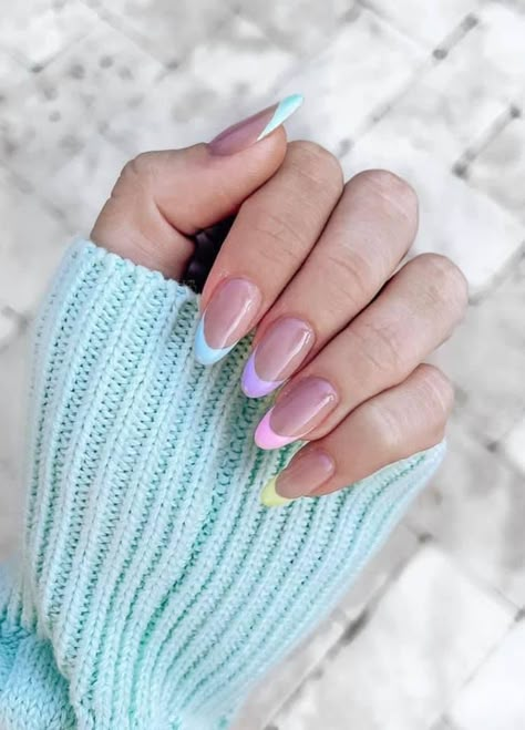 Fashion Outfits Dresses, Multicolored Nails, Easter Nail, Easter Nail Designs, Nails Yellow, Subtle Nails, Minimal Nails, Simple Acrylic Nails, Glow Nails