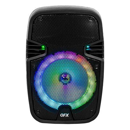 QFX's portable party speaker has you covered for any occasion. This versatile PA speaker rolls on into events to pump out music or amplify announcements. Once it's in place, it can stream music from a variety of sources: wirelessly via Bluetooth-enabled devices, through USB and microSD card slots, or connected with a cable through the aux-in port. No matter what you're playing, the speaker's 8 inch woofer and amplifier ensure that everyone can hear clearly. The rechargeable battery lasts for 4-h Portable Party, Bose Speakers, Led Party Lights, Karaoke Speaker, Led Party, Karaoke System, Speakers For Sale, Party Speakers, Pa Speakers