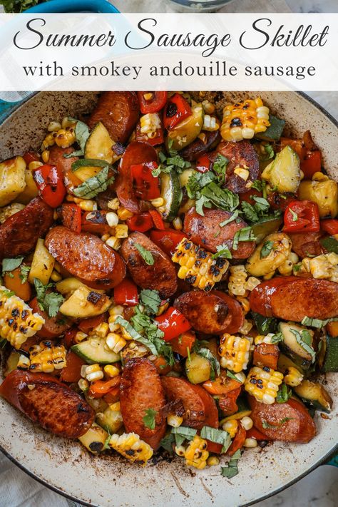 Clean Eating Sausage Recipes, Andioulle Sausage Recipes, Grill Sausage Recipes, Grilled Sausage And Veggies, Recipes With Andouille Sausage Healthy, Low Carb Andouille Sausage Recipes, Andouille Sausage Skillet, Andilloue Sausage, Recipes Using Rope Sausage