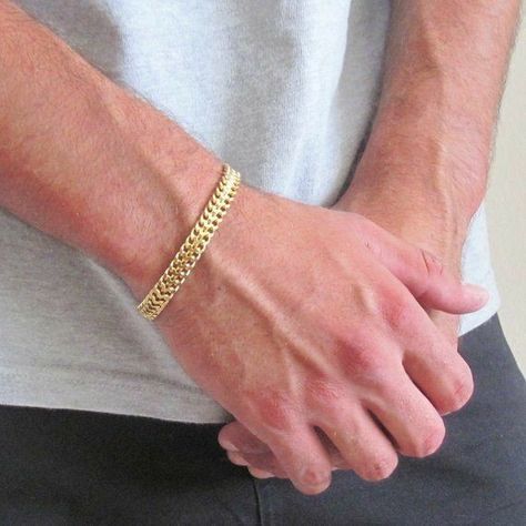 Mens Bracelet Gold, Mens Gold Bracelet, Mens Bracelet Gold Jewelry, Man Gold Bracelet Design, Bracelets Stacked, Gents Bracelet, Mens Chain, Men Bracelets, Gold Chain Bracelet