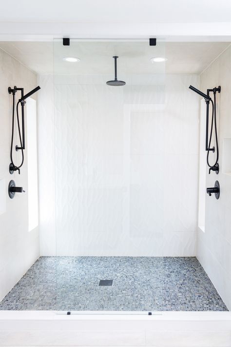 Walk In Rain Shower Ideas, Shower Jets Walk In, 2 Shower Heads Walk In, Shower With Rain Head, Double Shower Heads, Bunk Bed Rooms, House Addition, Rain Head, Double Shower