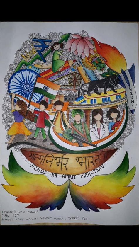 Incredible India Posters, Earth Day Drawing, Art Competition Ideas, Independence Day Drawing, Independence Day Poster, India Poster, Earth Drawings, Eyeball Art, India Painting