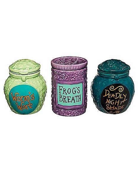 The Nightmare Before Christmas Potion Jars - 3 Pack - Spirithalloween.com Potion Jars, Origami Fortune Teller, Unique Jars, Harry Potter Room Decor, Nightmare Before Christmas Halloween, Spencers Gifts, Wood Pumpkins, Goth Home Decor, Scary Costumes