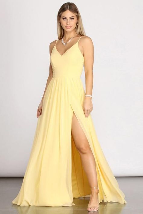 ac5dab2e99eee9cf9ec672e383691302desc51493577ri Yellow Bridesmaid Dresses, Prom Dresses Yellow, Polly Dress, Cute Prom Dresses, Pretty Prom Dresses, Windsor Dresses, Grad Dresses, Hoco Dresses, Mellow Yellow