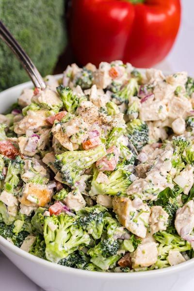 High Protein Broccoli Salad, Broccoli Chicken Salad, Protein Chicken Salad, Salad High Protein, High Protein Chicken Salad, Protein Salads, High Protein Salad, 20 G Protein, High Protein Chicken