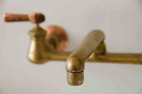 Remodelista-Design-Awards-Kitchen-Chicago-Faucet-Remodelista Hygge Bathroom, 1960s Family, Unlaquered Brass, Unlacquered Brass Faucet, Traditional Kitchen Faucets, Vintage Faucet, Brass Faucets, Copper Faucet, Wall Mount Faucet Bathroom