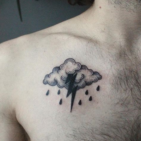 Clouds And Lightning Tattoo, Storm Cloud Tattoo, Clouds And Lightning, Thunder Clouds, Rain Tattoo, Brooklyn Tattoo, Lightning Tattoo, New York Tattoo, Nyc Tattoo